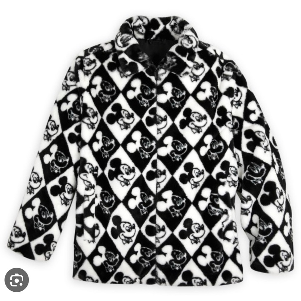 VHTF DISNEY FURRY FLEECE MICKEY BLACK AND WHITE SMALL S EUC